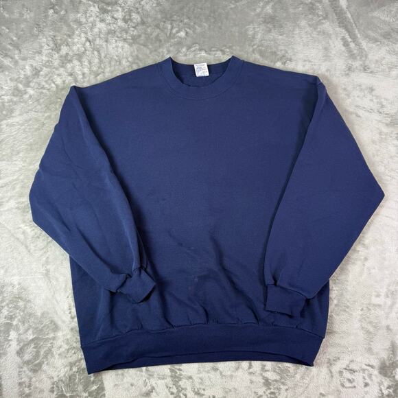Vintage Jerzees Sweatshirt Adult 2XL Blue Blank Sweater Mens Made in USA - Picture 1 of 7